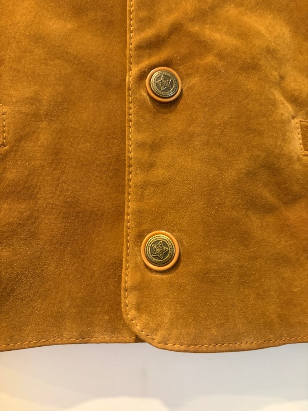 Vintage Men's Suede leather Button Vest - Brown Tan - Picture 4 of 14